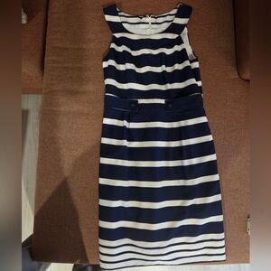 Bethany Women's Yachtsman Navy Blue White Tulip Fit N Flare Dress Pockets Sz 6